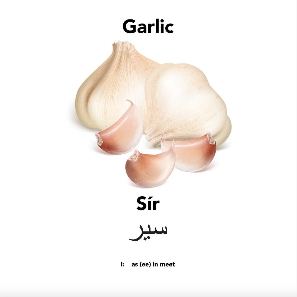 Haft sín with garlic and Englisi Farsi