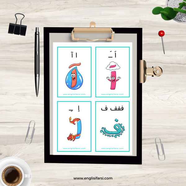 Persian Alphabet Characters Flash Cards Digital Download 📧 Bonus Poster