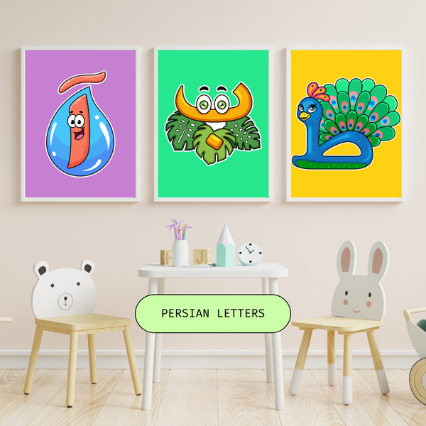 Persian Alphabet Characters Flash Cards Digital Download 📧 Bonus Poster