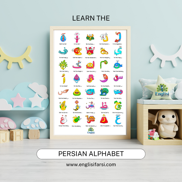 Persian Alphabet Characters Poster Digital Download 📧 BONUS Flash Cards
