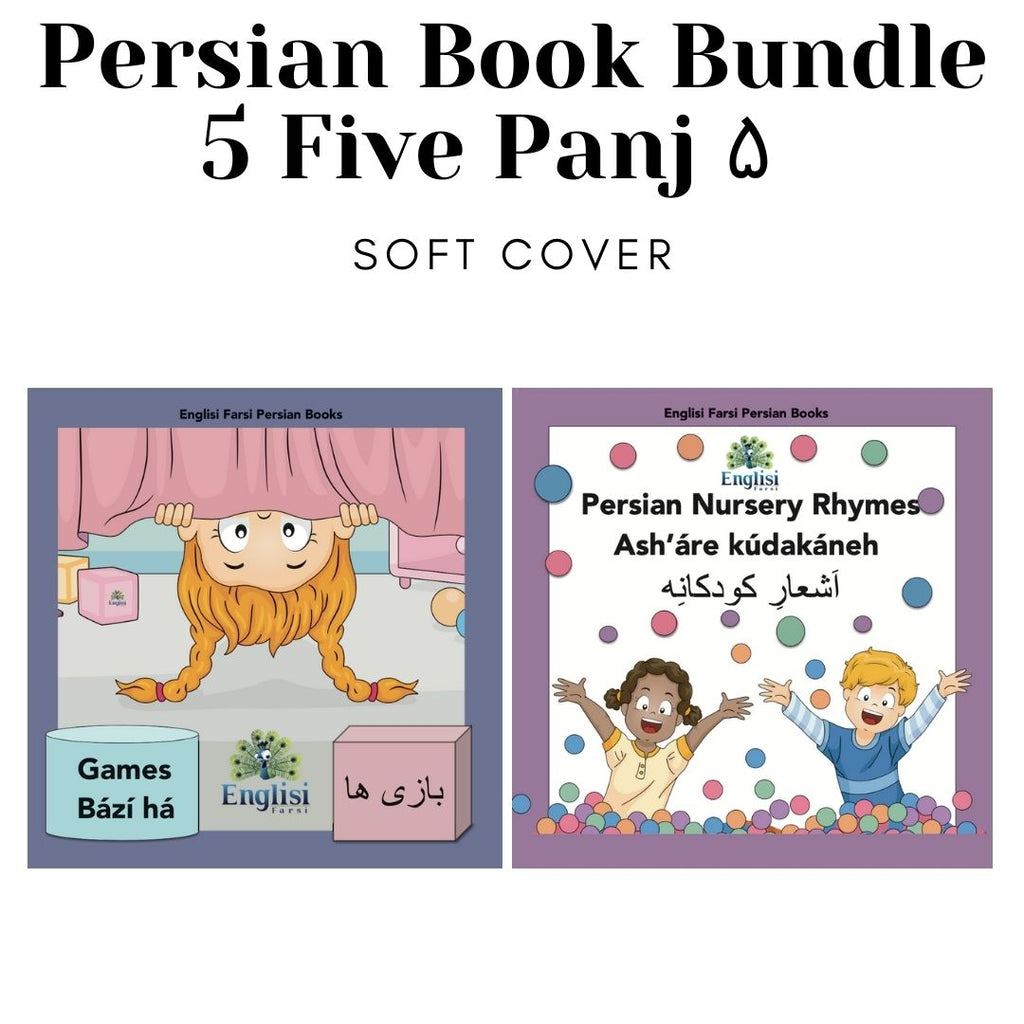 Persian Book Bundle 5 FIVE PANJ ۵ 🎶 🎲   SOFT COVER (2 books) NEW - Learn Persian